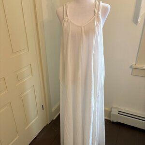 White Cotton Gauze Maxi Coverup by True Destinations, Size Medium